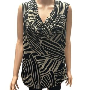 Dana Buchman - EC - Black and Tan Pleated Women's Sleeveless Blouse